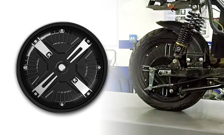 Motor de tipo Hub para moto eléctrica y ejemplo de instalación