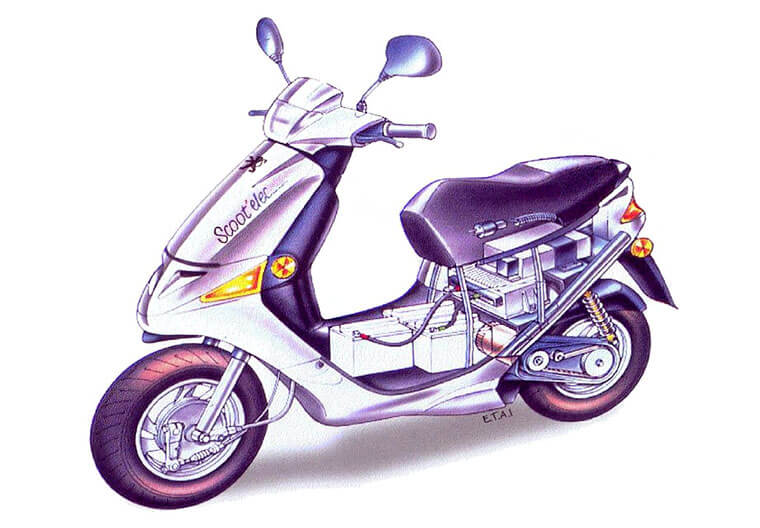 Ilustración del Peugeot Scoot'elec, año 1996