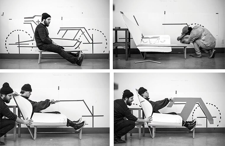 Drake Nolte y Jack Morris probando la postura de conducción de su concepto