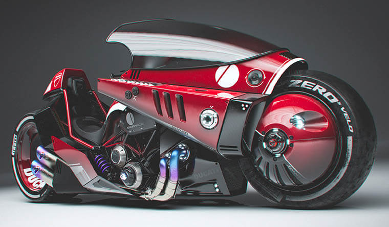 Moto de la película Akira versión Ducati, diseñada por James Qui